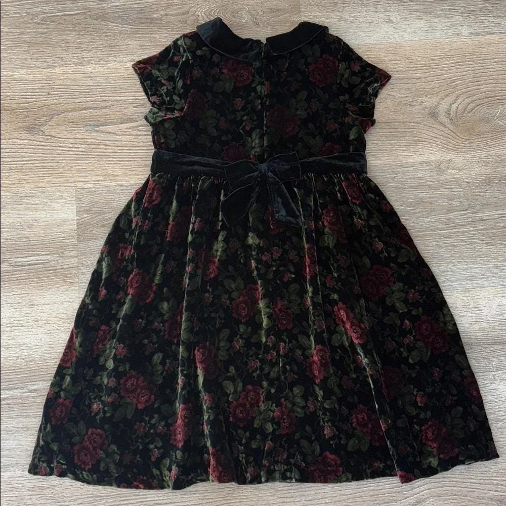 Gymboree Girls Velvet Floral Holiday‎ Valentine Dress Peter Pan Collar Size 9